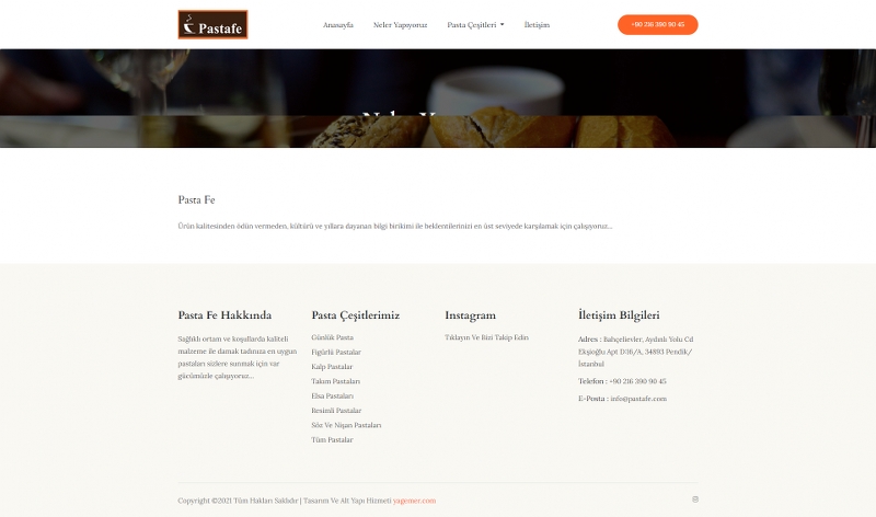 Pasta Fe Web Sitesinin İçerik Sayfası Tasarımı